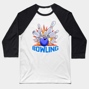 Bowling Ball 10 Pins Bowler Baseball T-Shirt